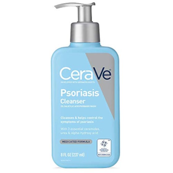CeraVe Pembersih Psoriasis, dengan Asam Salisilat dan Asam Laktat, Tanpa Pewangi, 8 Oz - Pereda untuk Kulit Kering dan Gatal